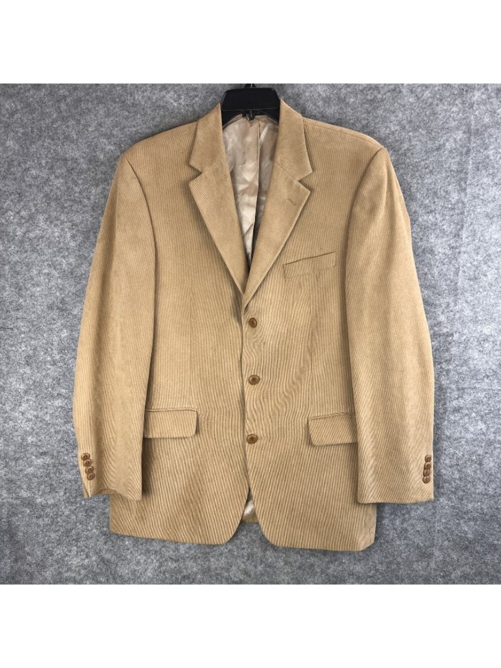 Mens 42L Camel Tan Corduroy Sport Blazer Jacket 3-Button Notch Lapel Fully Lined